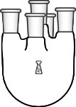 Flask, Round Bottom, Five-Neck, Vertical Sides